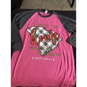 Women's Size‎ large Shirt By Simply Southern "I Will Be Home For The Holidays"